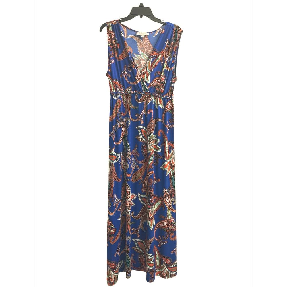 Philosophy Cobalt Blue Boho Paisley Sleeveless Long Maxi Dress Women’s Size XL